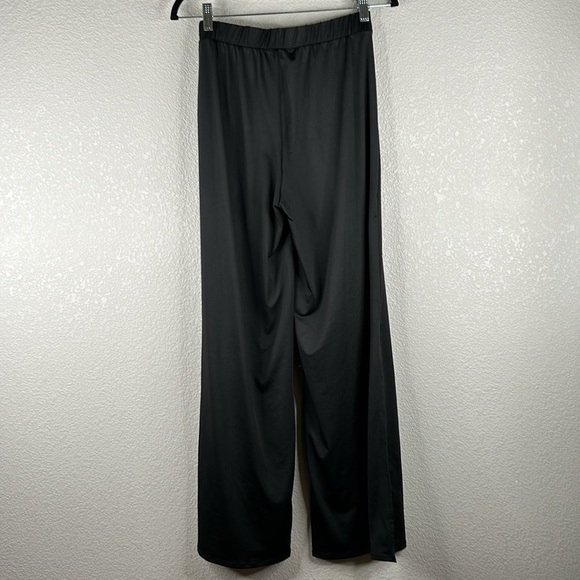 Forever 21 Black Elastic Waist Wide Leg Slit Pants with Front Tie Size Large - Picture 5 of 9